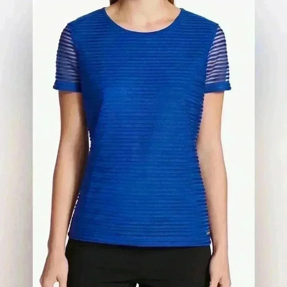 Calvin Klein Women's Stretch Textured Shirt Large - Picture 2 of 7